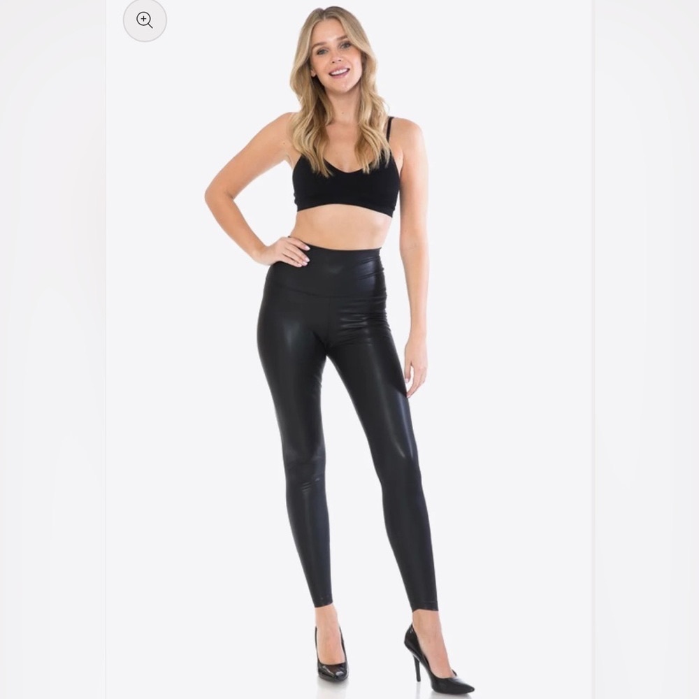 Black faux leather leggings- women’s medium